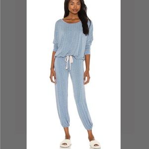 Gisele slouchy pajama in Blue Shadow & Antique Rose